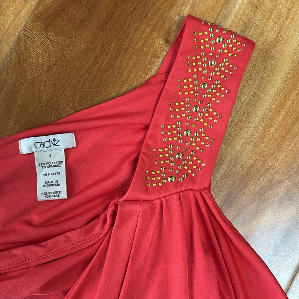 Cache Red One-Shoulder Blouse - Picture 3 of 3